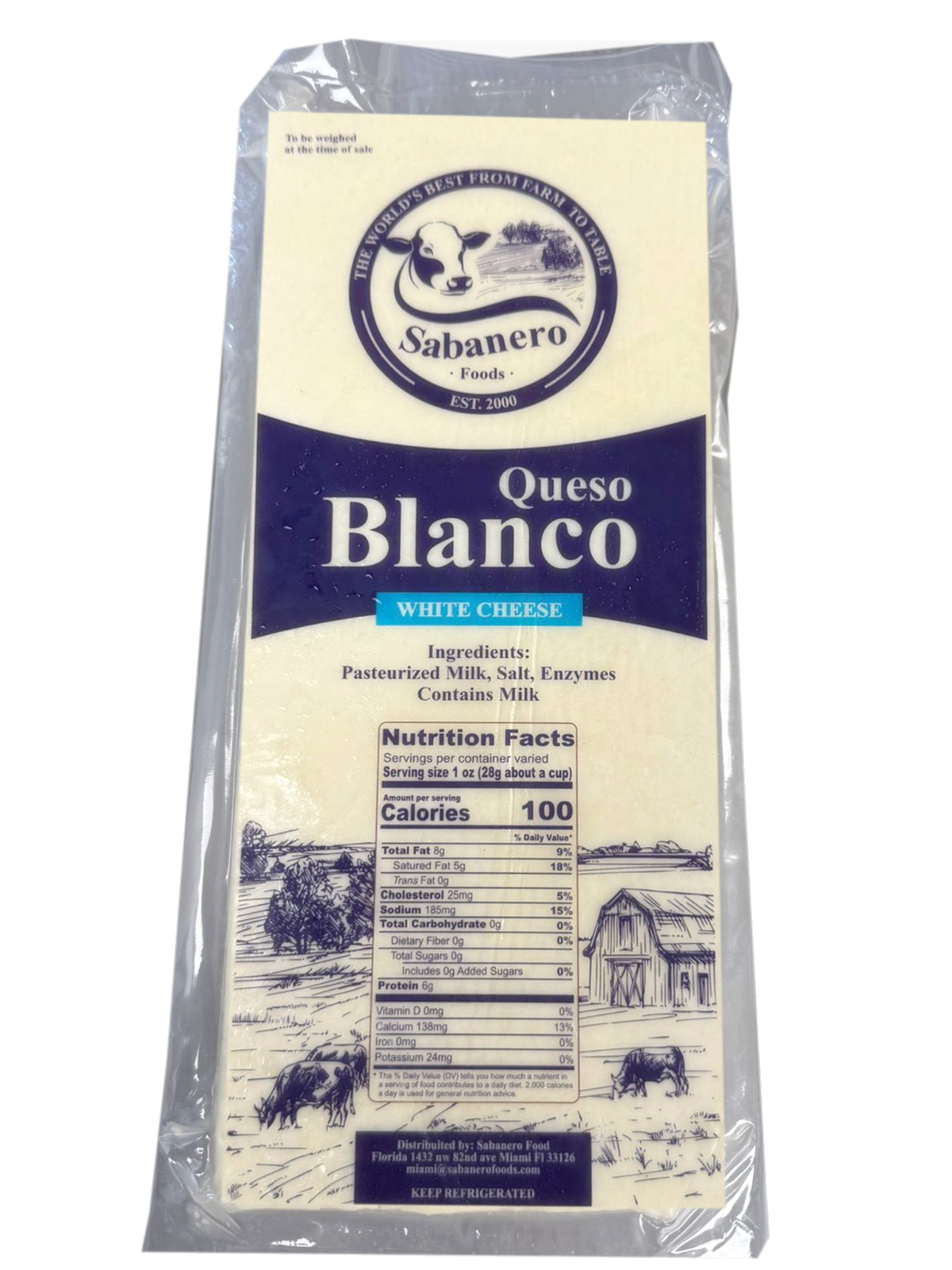 Sabanero Foods Queso Blanco — complete package